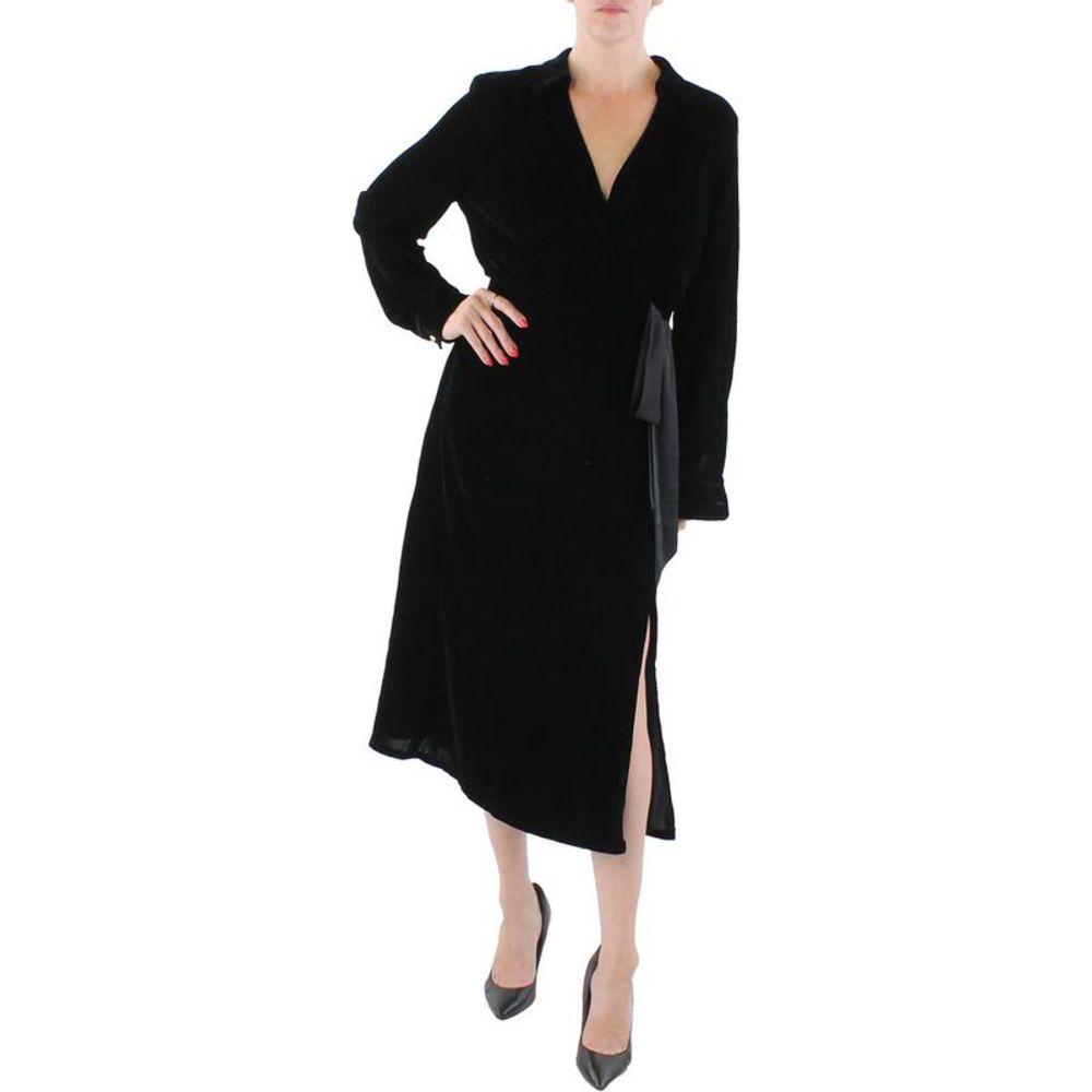 Lauren Ralph Lauren Womens Black Velvet Long Polo Maxi Dress NWT